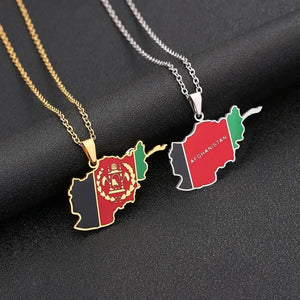 Afghanistan Flag Map Necklace