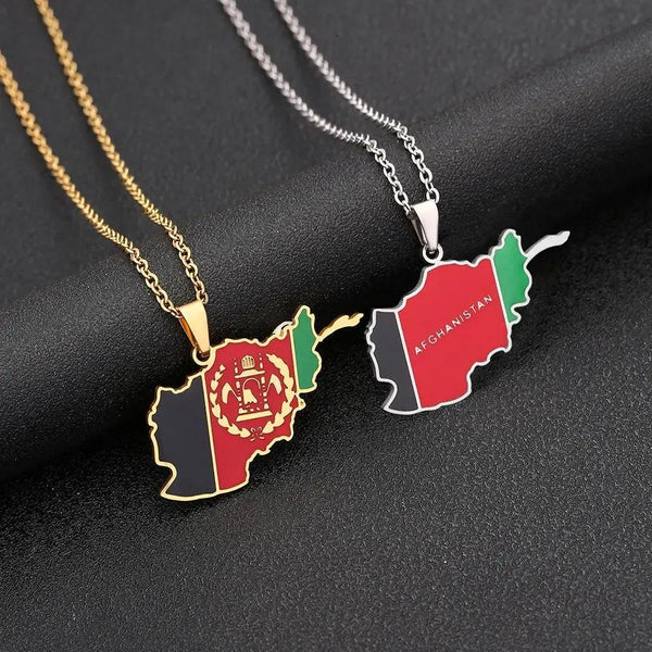 Afghanistan Flag Map Necklace