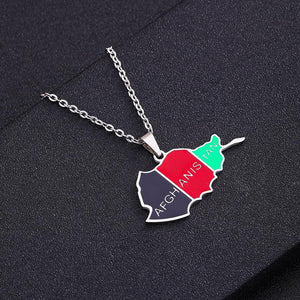 Afghanistan Flag Map Necklace