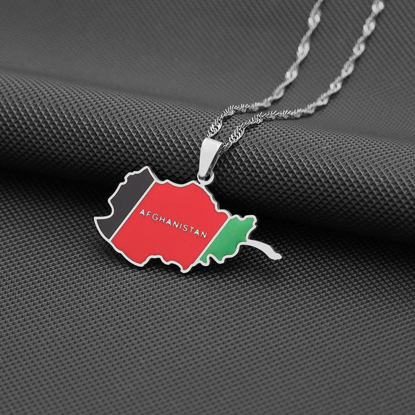 Afghanistan Flag Map Necklace