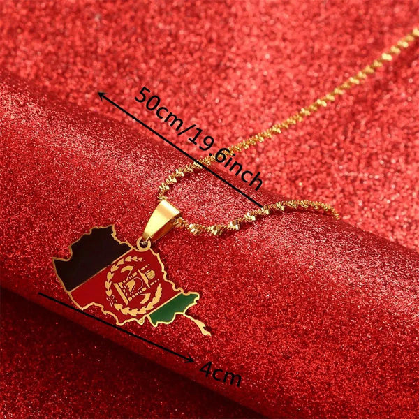 Afghanistan Flag Map Necklace