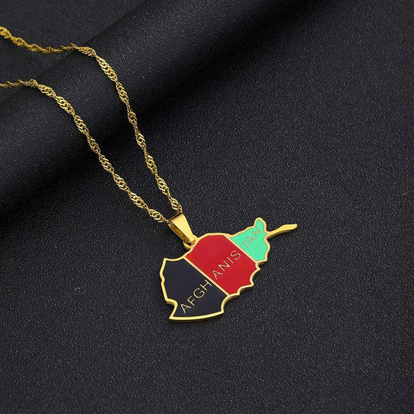 Afghanistan Flag Map Necklace