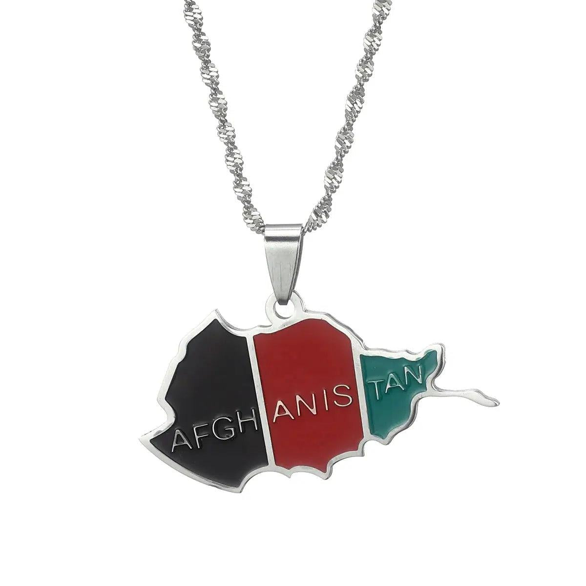 Afghanistan Flag Map Necklace