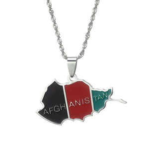 Afghanistan Flag Map Necklace