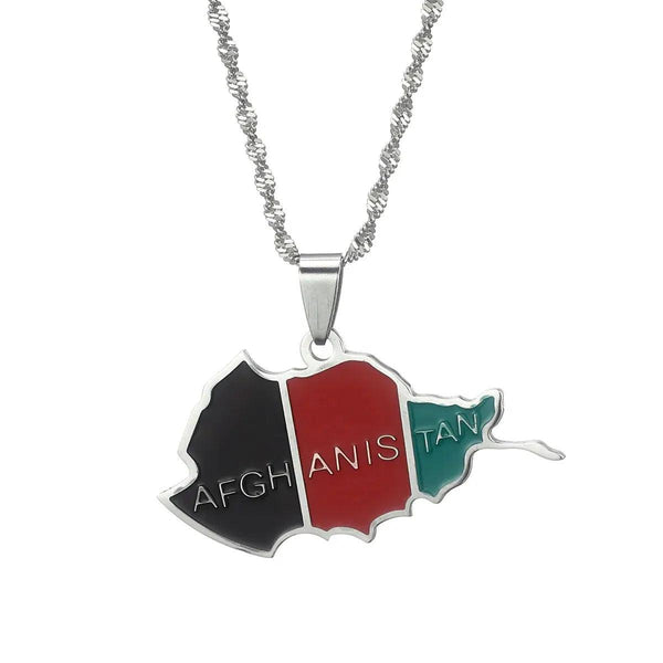 Afghanistan Flag Map Necklace