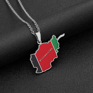 Afghanistan Flag Map Necklace