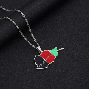 Afghanistan Flag Map Necklace