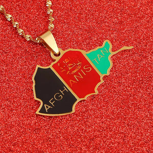 Afghanistan Flag Map Necklace