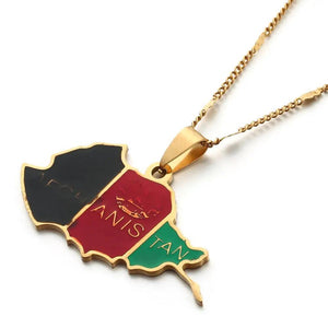 Afghanistan Flag Map Necklace