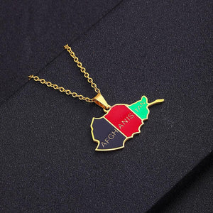 Afghanistan Flag Map Necklace