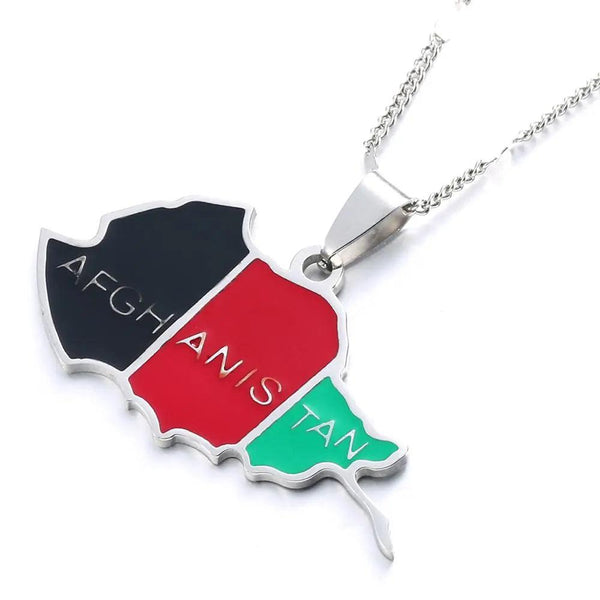 Afghanistan Flag Map Necklace