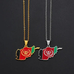 Afghanistan Flag Map Necklace