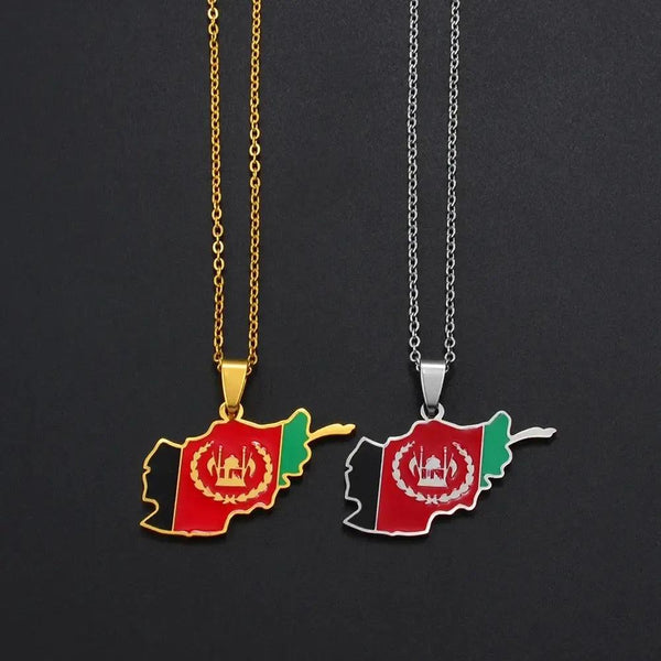 Afghanistan Flag Map Necklace