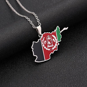 Afghanistan Flag Map Necklace