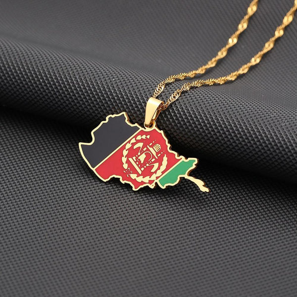 Afghanistan Flag Map Necklace