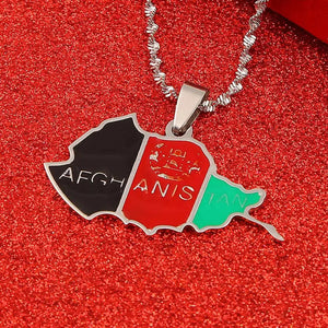 Afghanistan Flag Map Necklace