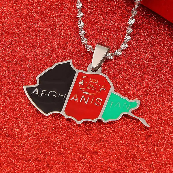 Afghanistan Flag Map Necklace