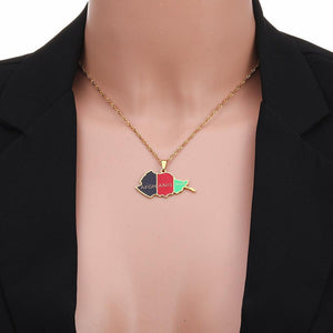 Afghanistan Flag Map Necklace