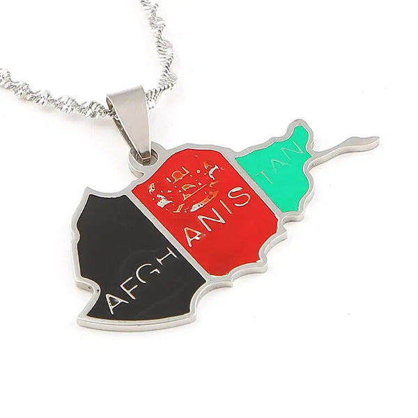 Afghanistan Flag Map Necklace