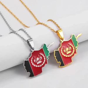 Afghanistan Flag Map Necklace