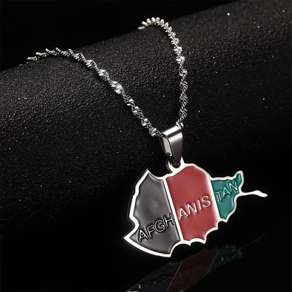Afghanistan Flag Map Necklace