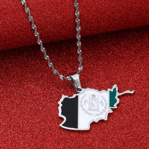 Afghanistan Flag Map Necklace