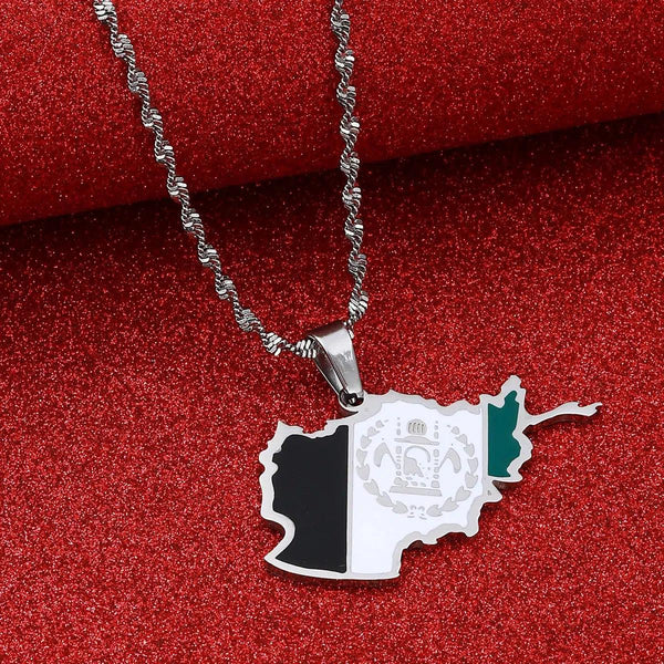 Afghanistan Flag Map Necklace