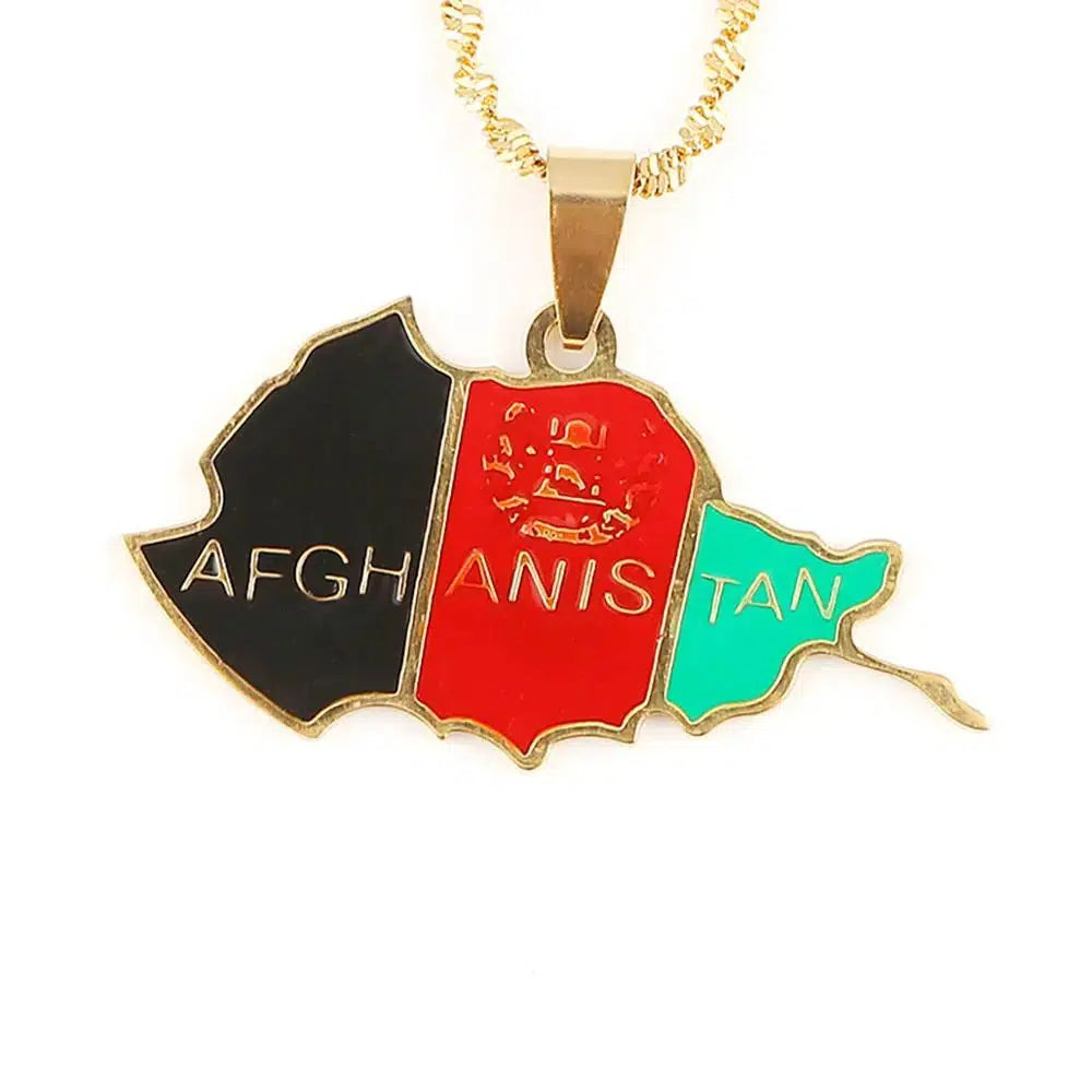 Afghanistan Flag Map Necklace