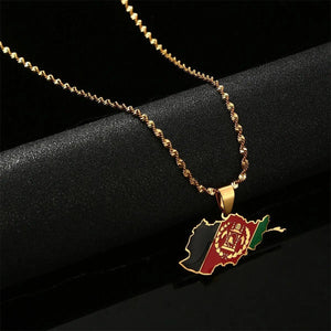 Afghanistan Flag Map Necklace