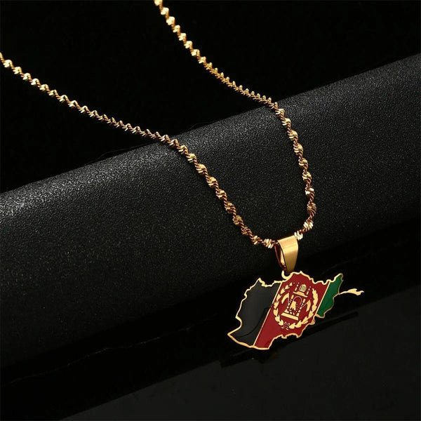 Afghanistan Flag Map Necklace