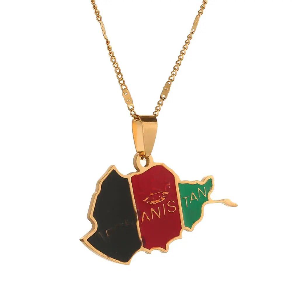 Afghanistan Flag Map Necklace