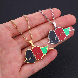 Afghanistan Flag Map Necklace