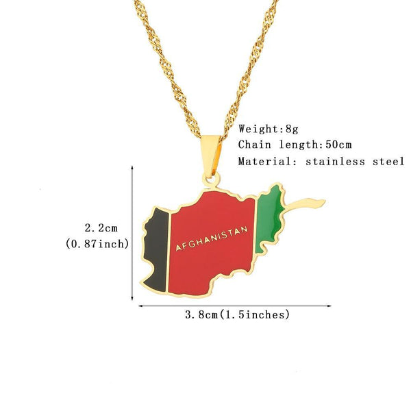 Afghanistan Flag Map Necklace