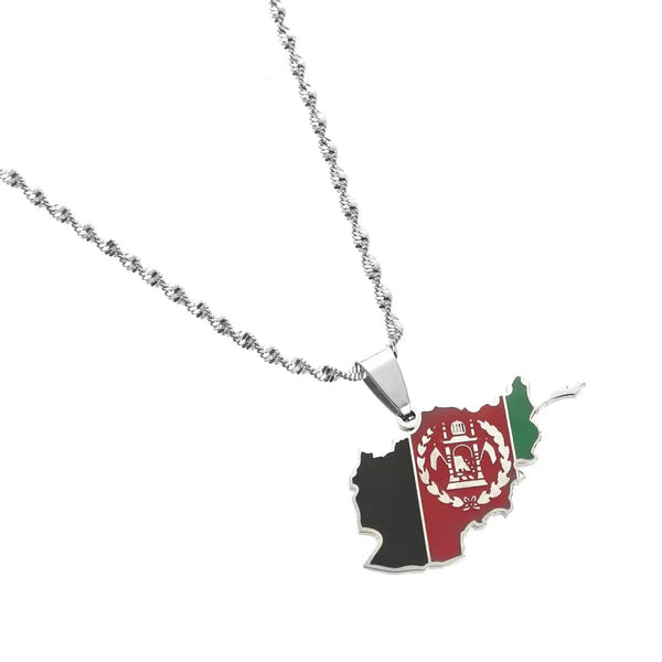Afghanistan Flag Map Necklace