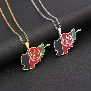 Afghanistan Flag Map Necklace