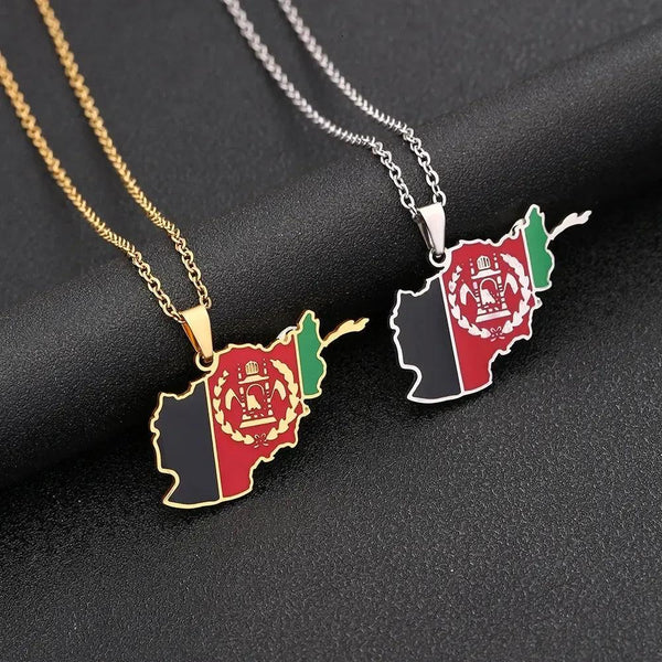 Afghanistan Flag Map Necklace