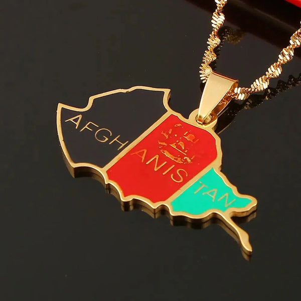 Afghanistan Flag Map Necklace