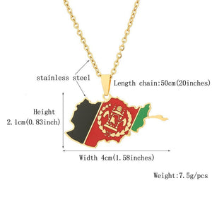 Afghanistan Flag Map Necklace