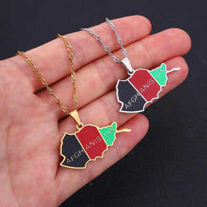 Afghanistan Flag Map Necklace