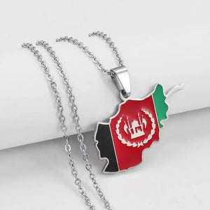 Afghanistan Flag Map Necklace
