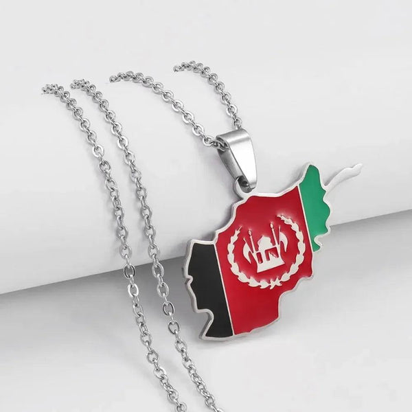 Afghanistan Flag Map Necklace