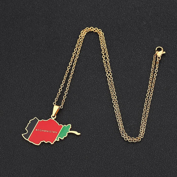 Afghanistan Flag Map Necklace