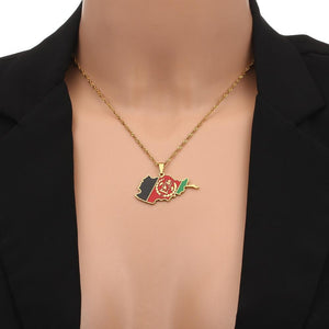 Afghanistan Flag Map Necklace