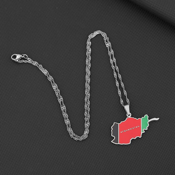 Afghanistan Flag Map Necklace