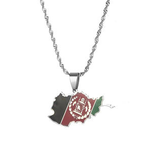 Afghanistan Flag Map Necklace