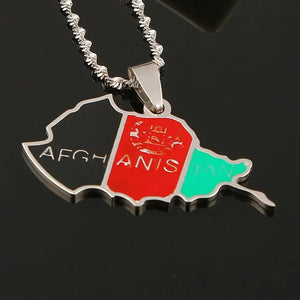 Afghanistan Flag Map Necklace