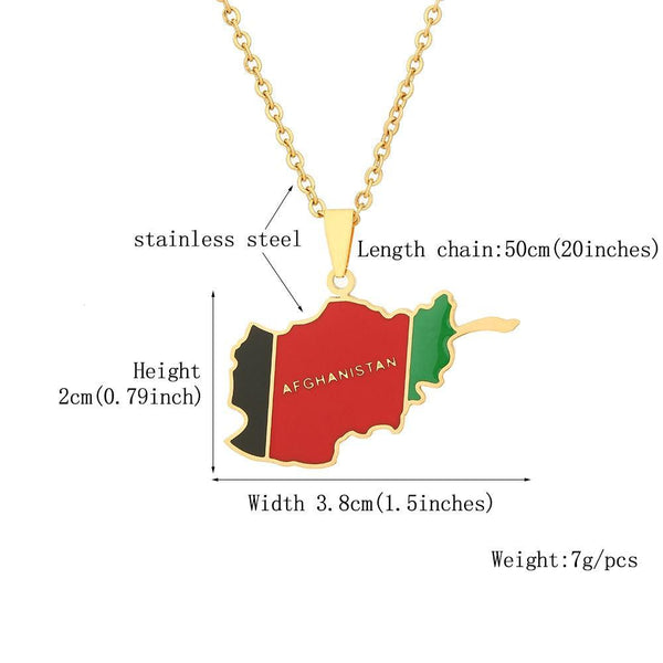 Afghanistan Flag Map Necklace