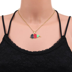 Afghanistan Flag Map Necklace