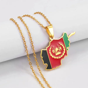 Afghanistan Flag Map Necklace