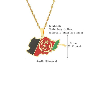 Afghanistan Flag Map Necklace